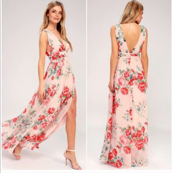 Lulus Garden Meandering Floral Chiffon Gown - Picture 3 of 4